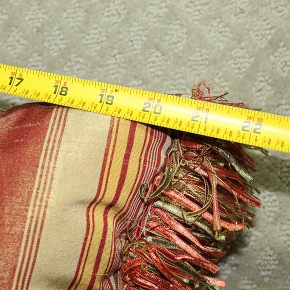 Vintage 90s Custom Decorative Red Yellow Cream Rectangular 13x19 Throw Pillow - Picture 3 of 4